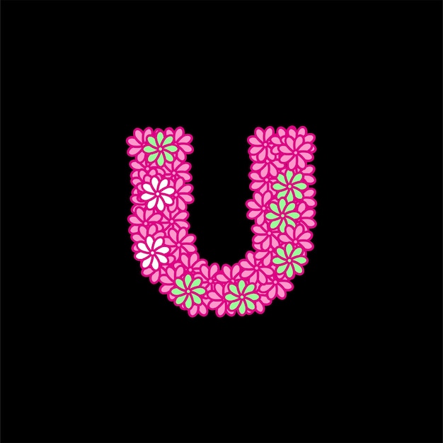 Vector pink color alphabet flower