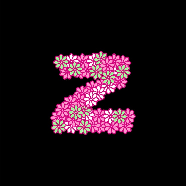 Vector pink color alphabet flower