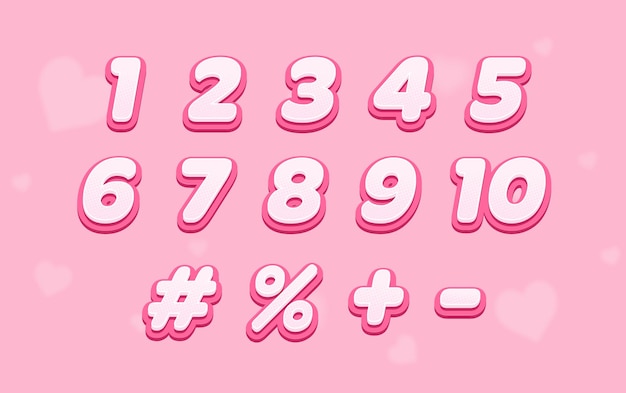 Pink color background numbers set template vector