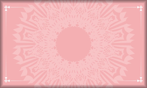Vettore banner di colore rosa con ornamento bianco vintage per il design del logo o del testo