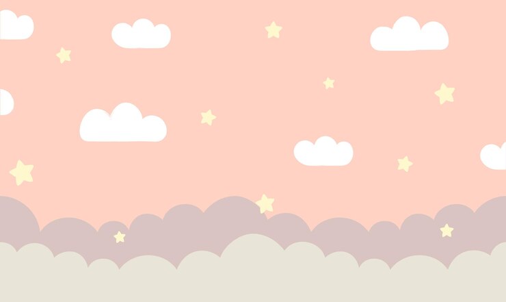 pink color cartoon background with clouds and stars for kids