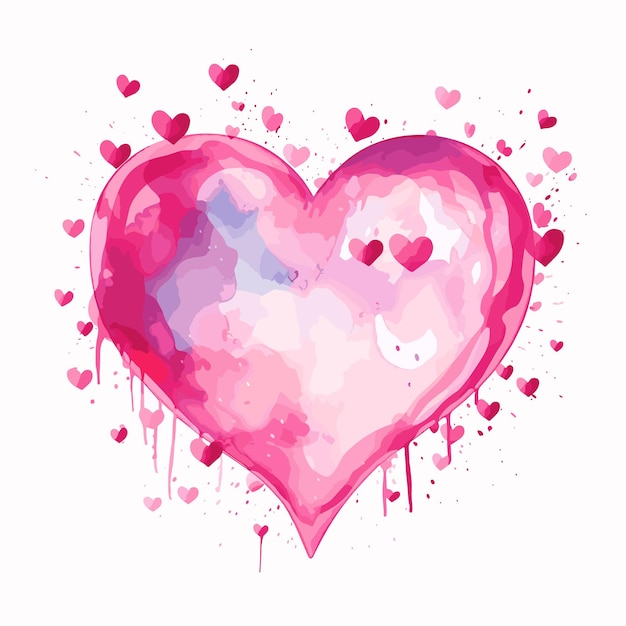 Розовый цвет сердца акварель векторный дизайн