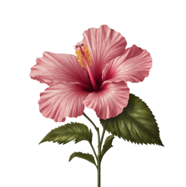pink color Hibiscus flower isolated on white background