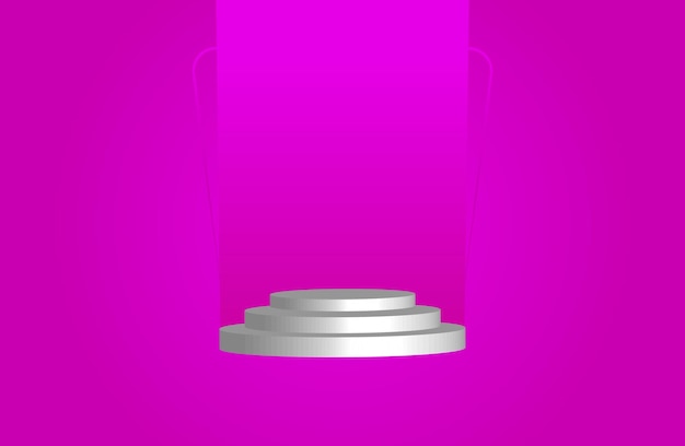 Vector pink color radial background with round surface for product