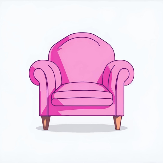 Pink color sofa armchair vector illustration