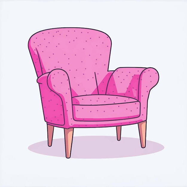 Pink color sofa armchair vector illustration