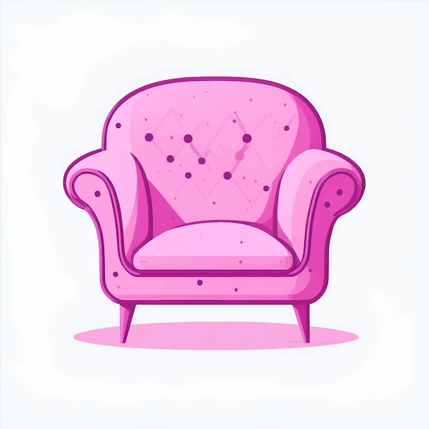 Pink color sofa armchair vector illustration