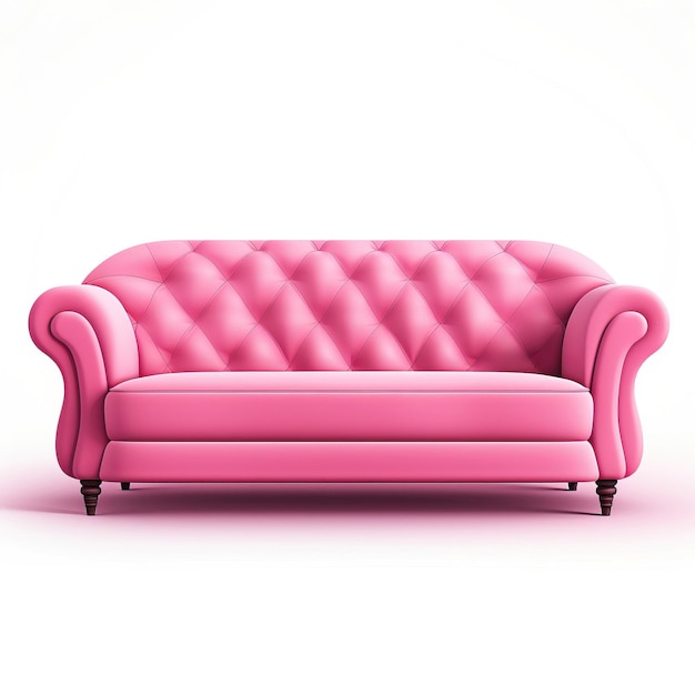 Pink color sofa flat vector white background isolated hig