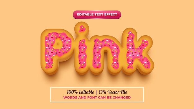 Вектор Эффект стиля текста розовое печенье редактируемый