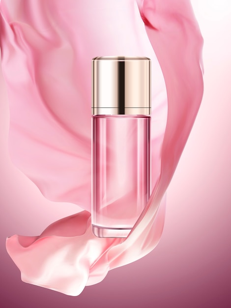 Pink cosmetic bottle illustration