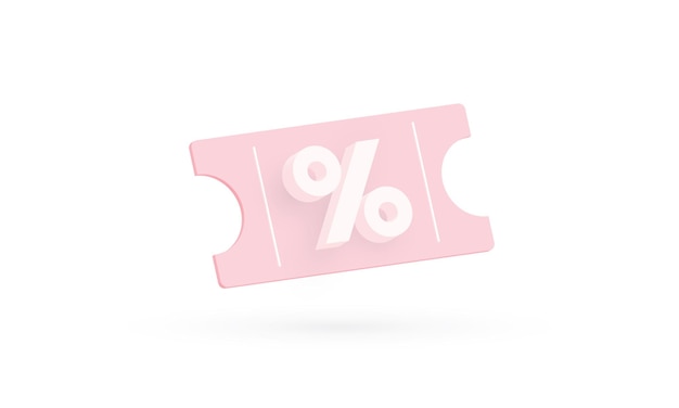 Pink coupon with percentage Ticket voucher discounts and sales