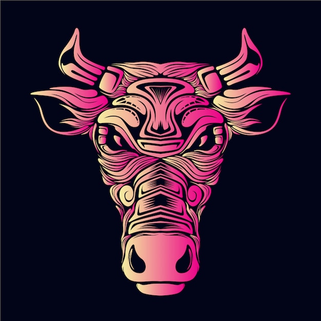 Pink cow head illustration