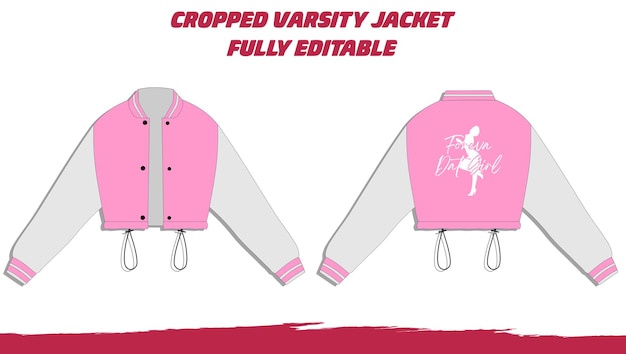 Pink Cropped Varsity Jacket