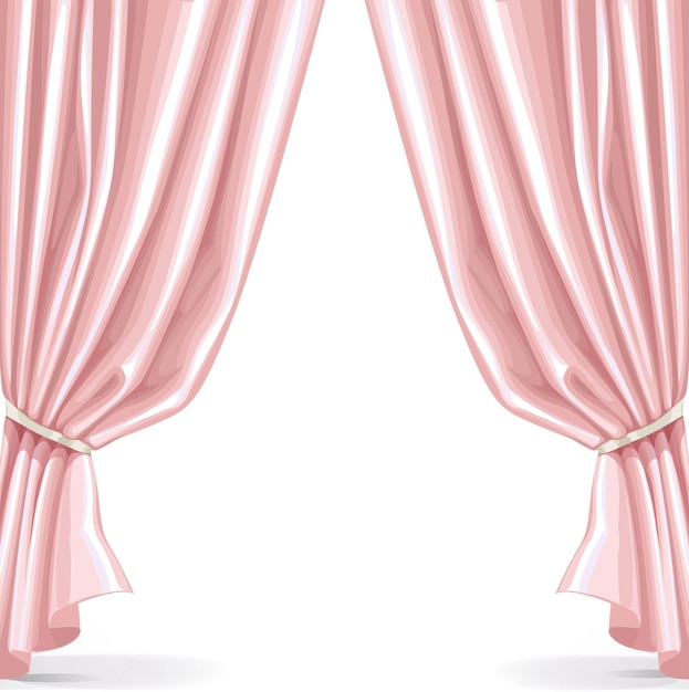 Pink curtain isolated on a white background 2