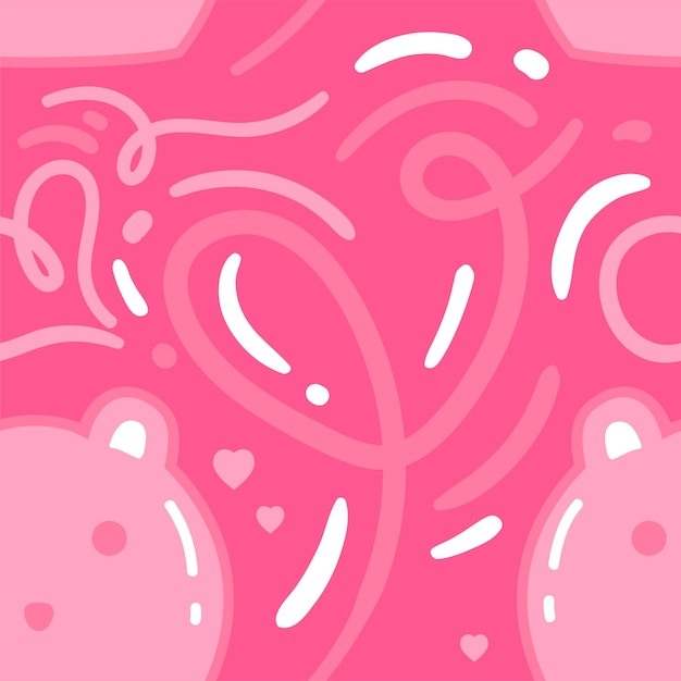 Pink Cute Bear Illustration Pattern