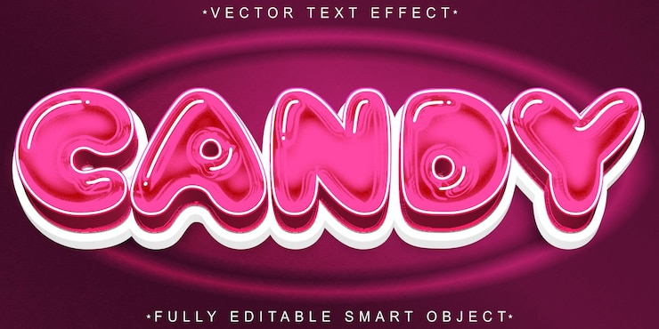 Vector pink cute candy vector bewerkbare tekst-effect sjabloon
