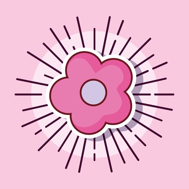 ベクトル ピンクのかわいい花の装飾漫画スタイル