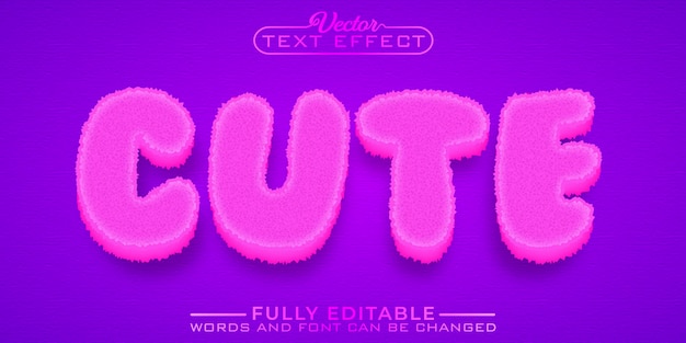 Vector pink cute monster editable text effect template
