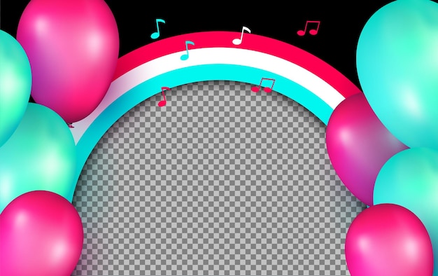 Pink and cyan balloons vector with shape with space for own photo premium vector