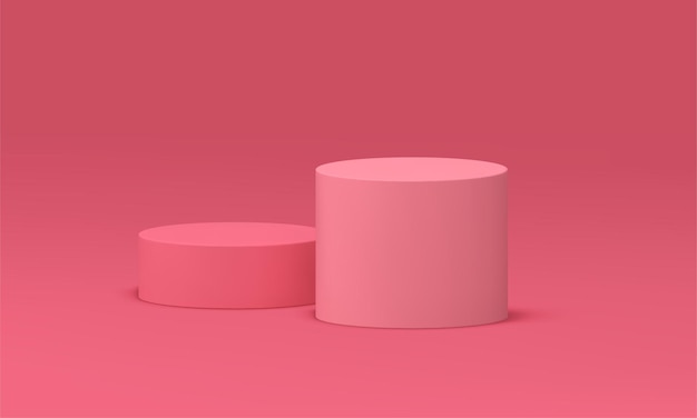 Pink cylinder pedestal level basic foundation d showroom for product presentation realistic vector
