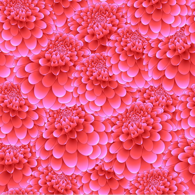 Vector pink dahlia seamless background