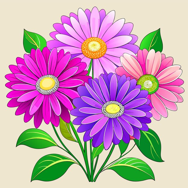 Pink daisy flower vector illustration