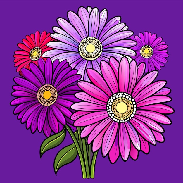 Pink daisy flower vector illustration