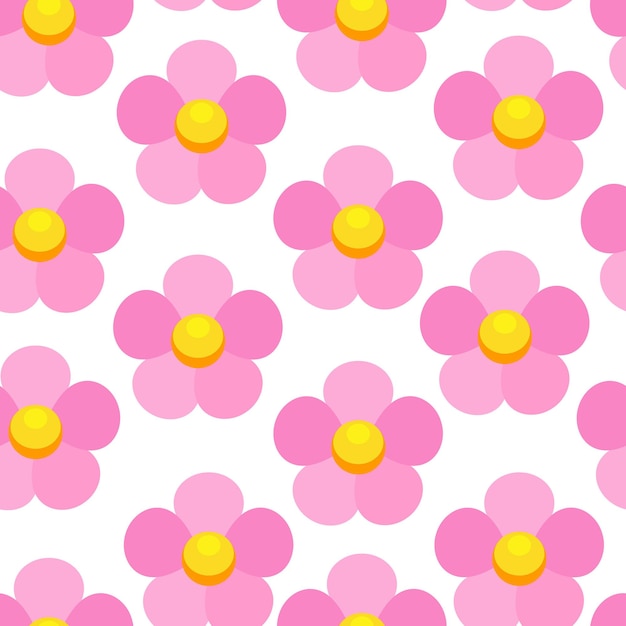 Pink daisy seamless pattern Vector floral print in flat style Endless background