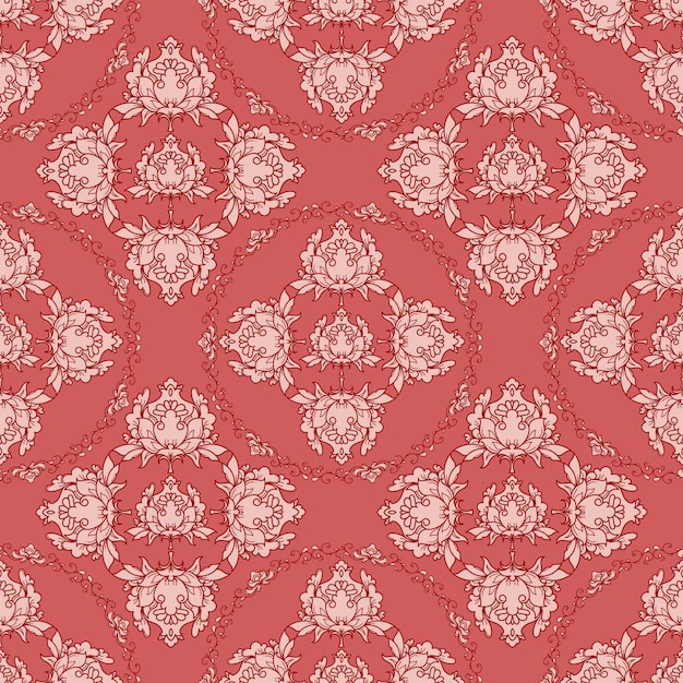ピンクのダマスク織のシームレスなパターン
