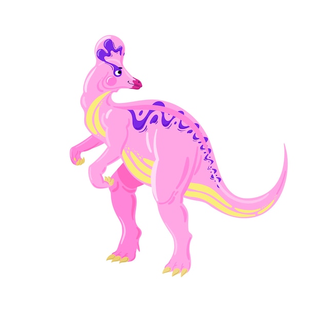 Pink dinosaur. vector dinosaur illustration. cute pink dinosaur illustration for kids.