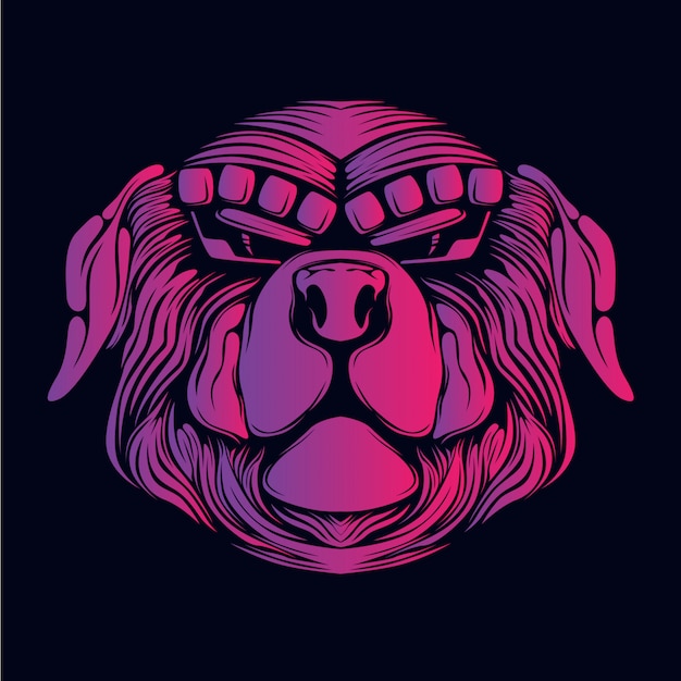 Pink dog head illustration