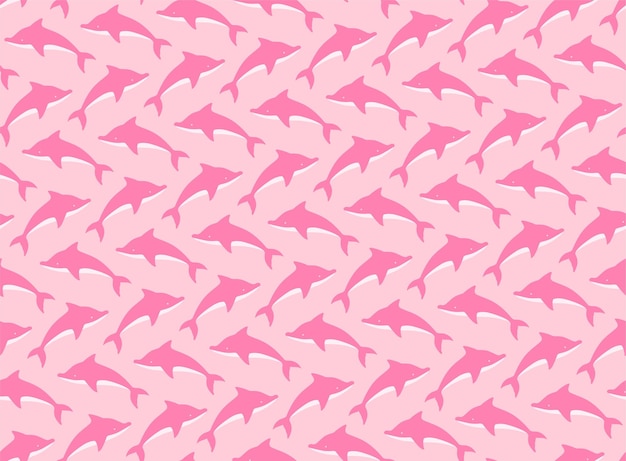 Pink dolphin seamless vector pattern