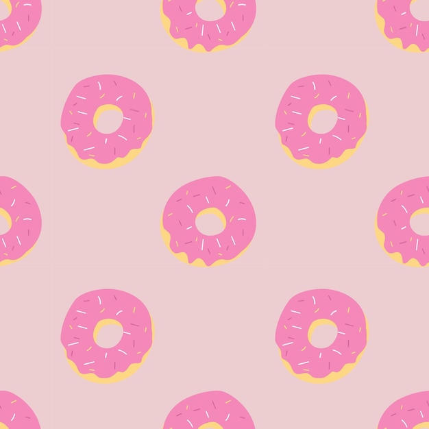 핑크 도넛 완벽 한 패턴입니다. 과자 및 디저트, 맛있는 사탕, 과자 및 배경