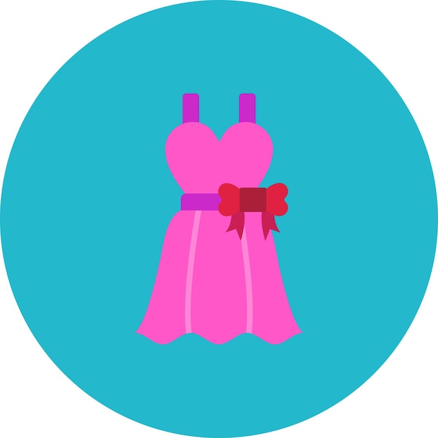 Vector a pink dress with a bow on the front and the pink bow on the top