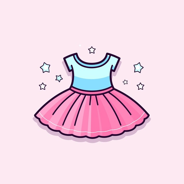 A pink dress with stars on the front and the top has stars on it.