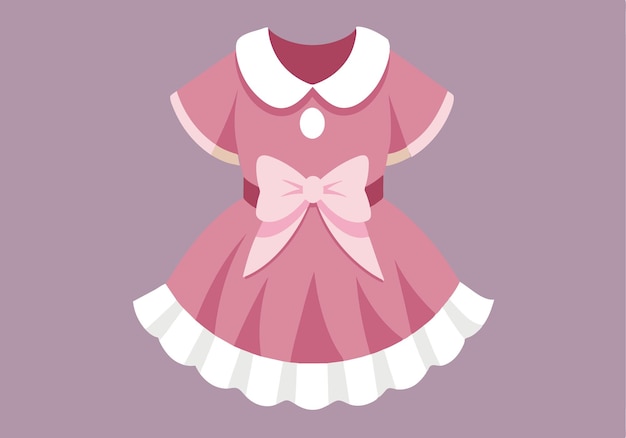 Vector a pink dress with a white bow on it