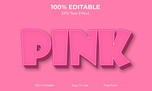 Pink editable 3d text effect eps vector file