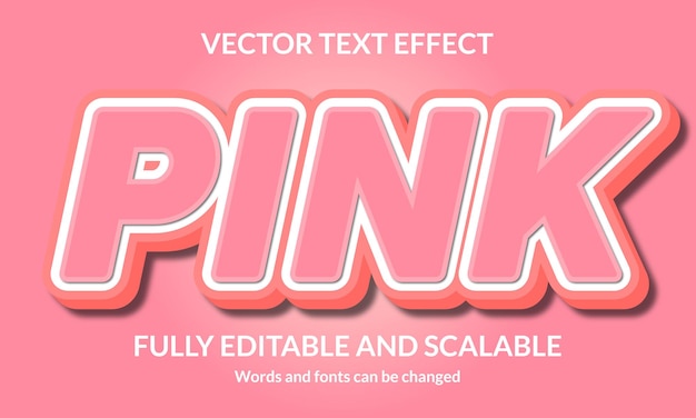 Vector pink editable 3d text style effect