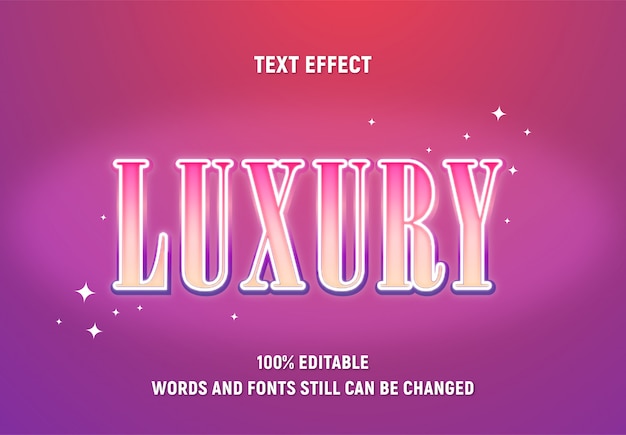 Vector pink editable text about luxury with shiny gradient effect.