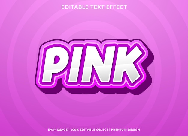 Pink editable text effect template with 3d style and abstract background