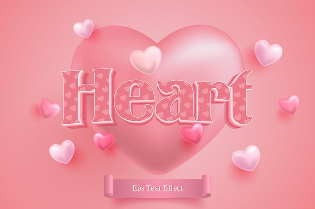 Vector pink editable text effect with hearts