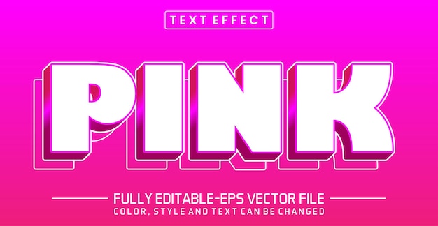 핑크 편집 가능한 텍스트 스타일 효과 편집 가능한 글꼴 벡터 파일