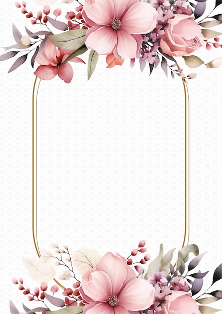 Pink elegant watercolor background with flora and flower