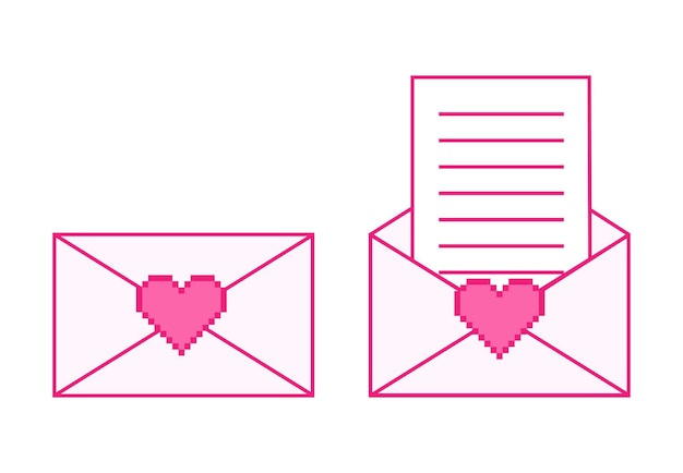 Иконы розовых конвертов с сердцами