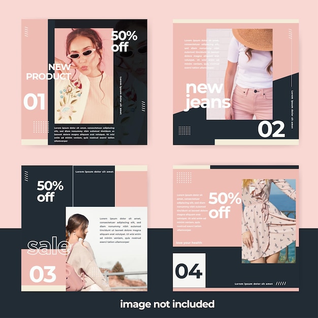 pink Fashion banner social media post template collection