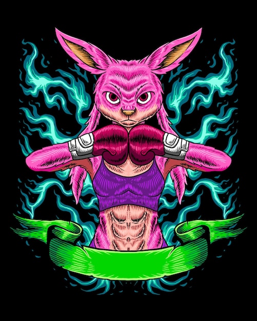 Pink female bunny boxer champion