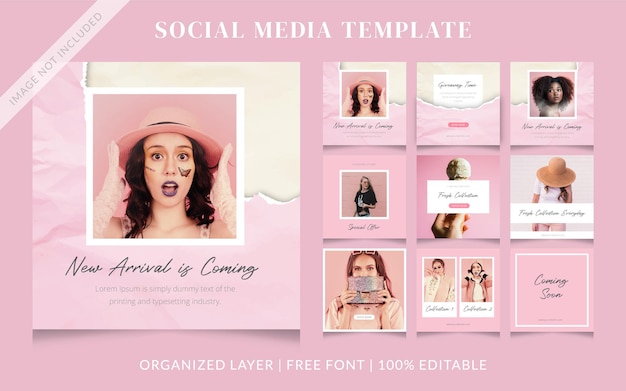 Vector pink feminine beauty social media instagram post fashion promotion advertisement template