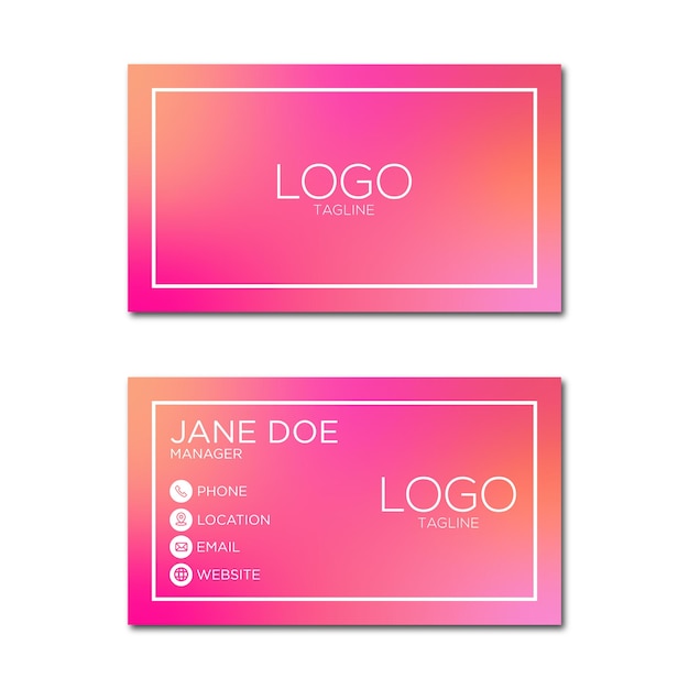 Vector pink feminine gradient business card template