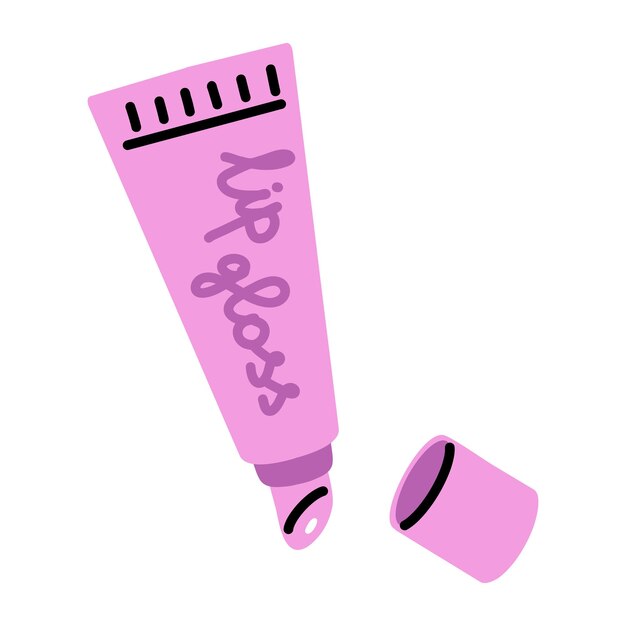 Vector pink feminine lip gloss illustration in style of 2000s