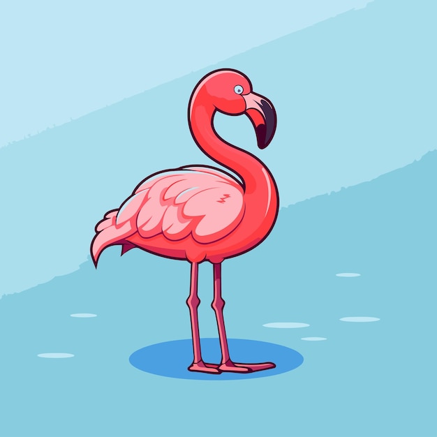 Pink flamingo on a blue background Vector illustration for your design